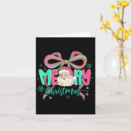 Carte Coquette Bow Joyeux Noël Noël Noël Noël Père Noël (Fleur jaune)