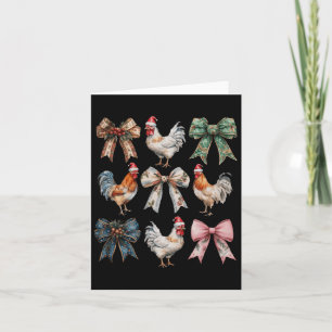 Carte Coquette Bow Poulet de Noël ferme Animal mignonne