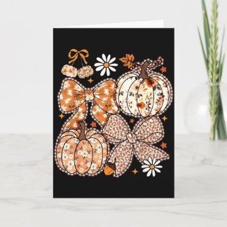 Carte Coquette Bow Pumpkin Season Thanksgiving Autumn Fa