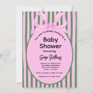 Carte Coquette Bow rose Baby shower esthétique fille