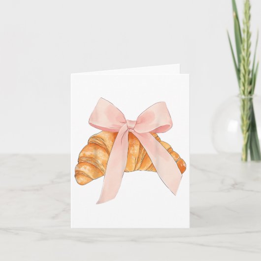 Carte Coquette Bow Rose Croissant Cuisine Baking Baker P (Devant)