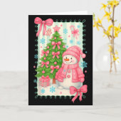 Carte Coquette Bow Snowman Nk Christmas Tree Funny Xmas (Fleur jaune)