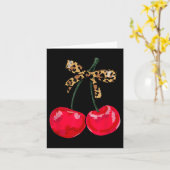 Carte Coquette Cherry Leopard Ribbon Bow femmes filles _ (Fleur jaune)