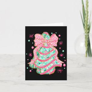 Carte Coquette Pink Bow Christmas Tree Cake Preppy Chris