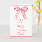 Carte Coquette rose Bow fête d'anniversaire (Fleur jaune)