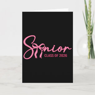 Carte Coquette Rose Ruban Senior Cl de 2026 Diplômé 202