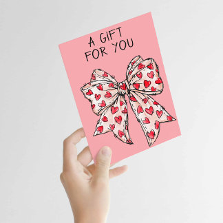 Carte Coquette Whimsical Coeur Bow Rouge N'importe quell