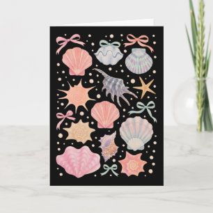 Carte Coquillage Coquette Nœud Plage Vacances d'été Fami