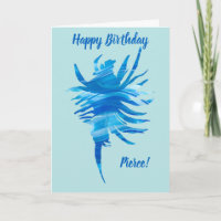 Carte coquillage silhouette bleu-aqua