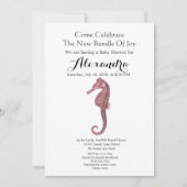 Carte Coquillage vert Fille rose Baby shower floral (Devant)