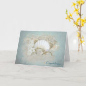 Carte Coquillages et anneaux mariages (Fleur jaune)