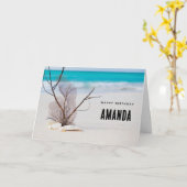 Carte Coquillages sur une plage de sable Photo Anniversa (Fleur jaune)