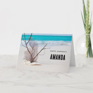 Carte Coquillages sur une plage de sable Photo Anniversa