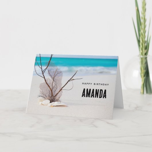 Carte Coquillages sur une plage de sable Photo Anniversa (Devant)