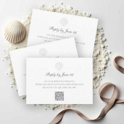 Carte Coquille côtière marine QR Pure réponse Mariage