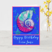 Carte Coquille de mer avec Starfish Joyeux anniversaire  (Fleur jaune)