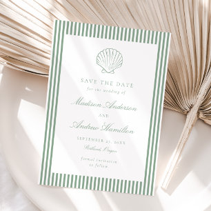 Carte Coquille rayée de sauge côtière Mariage Économisez