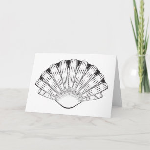 Carte Coquille Saint-Jacques Coquillage Minimaliste Noir
