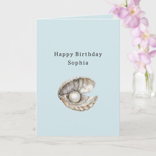 Carte Coquilles de perles Anniversaire  (Orchidée)