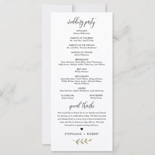 Carte CORA Peach Floral Wedding Program (Dos)