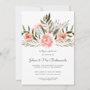 Carte Corail Bronze Brunch Floral pour Demoiselles d'H