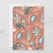 Carte Corail rose et feuille tropicale mariage (Dos)