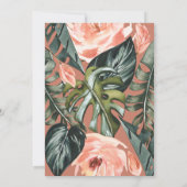 Carte Corail rose et feuille tropicale mariage (Dos)