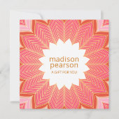 Carte Corail rose Lotus Mandala certificat cadeau (Devant)