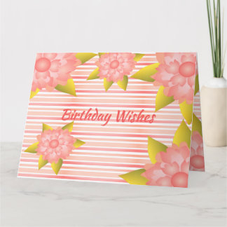 Carte Corail rose rayé et floral