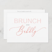 Carte Coral Brunch  Bubbly Bridal Shower Typography (Devant / Derrière)