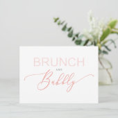 Carte Coral Brunch  Bubbly Bridal Shower Typography (Debout devant)