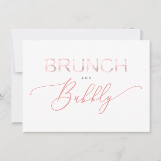Carte Coral Brunch  Bubbly Bridal Shower Typography (Devant)