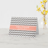 Carte Coral Grey Chevron Employé Bienvenue à l'équipe (Fleur jaune)