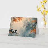 Carte Corbeau à Misty Forêt d'automne (Fleur jaune)