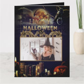 Carte Corbeau gothique éffrayant En Pleine lune Hallowee (Devant)