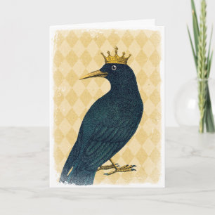 Carte Corbeau noir avec une couronne d'or