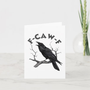 Carte Corbeau noir pun drôle oiseau criant grunge F-caw-