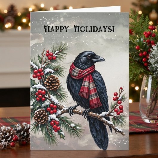 Carte Corbeau plaid gothique d'hiver