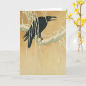 Carte Corbeau sur une branche d'arbre croix hivernale il (Fleur jaune)
