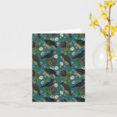 Carte Corbeaux gothiques et roses noires motif sarcelle  (Fleur jaune)