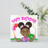 Carte Corde de saut de fille afro-américaine Anniversair (Debout devant)