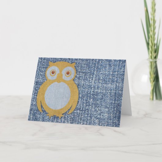 Carte Corduroy Owl sur Denim (Devant)