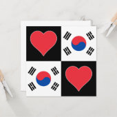 Carte Corée du Sud Drapeau Coeur patriotique Salutation  (Devant/Arrière en situation)