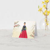 Carte Coréenne à hanbok (Fleur jaune)