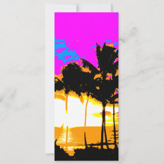 Carte Corey Tiger 80s Vintage Palmiers Coucher de soleil