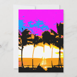 Carte Corey Tiger 80s Vintage Palmiers Coucher de soleil