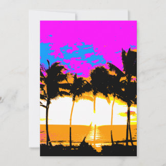 Carte Corey Tiger 80s Vintage Palmiers Coucher de soleil