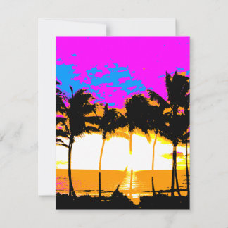 Carte Corey Tiger 80s Vintage Palmiers Coucher de soleil