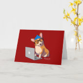 Carte Corgi 2 de hippie (Fleur jaune)