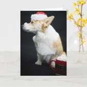 Carte Corgi avec de la crème fouettée sur le nez Noël (Fleur jaune)
